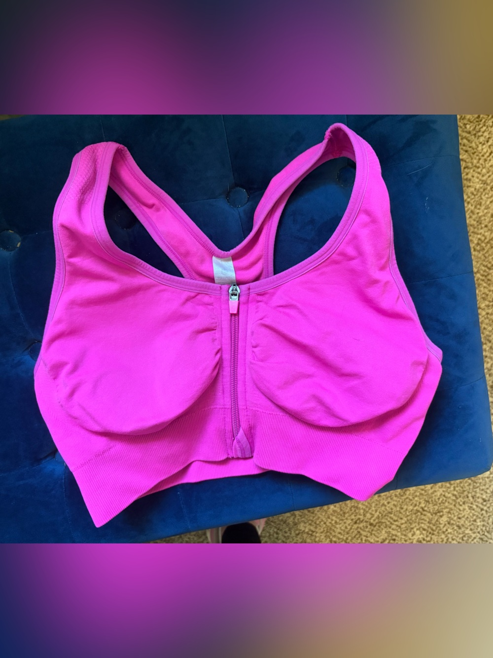 xerox Pink Front-Zip Sports Bra